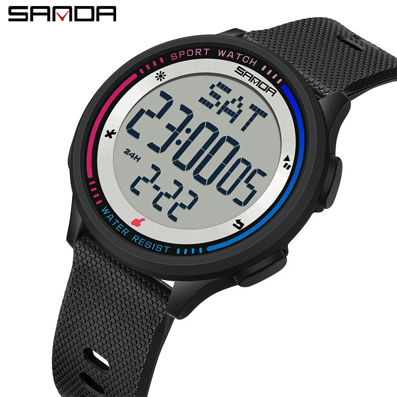 Men's Electronic Watch Large Number Reading time Display Clock Outdoor Sports Stopwatch 50m Waterproof Watch Boys Girls Watches