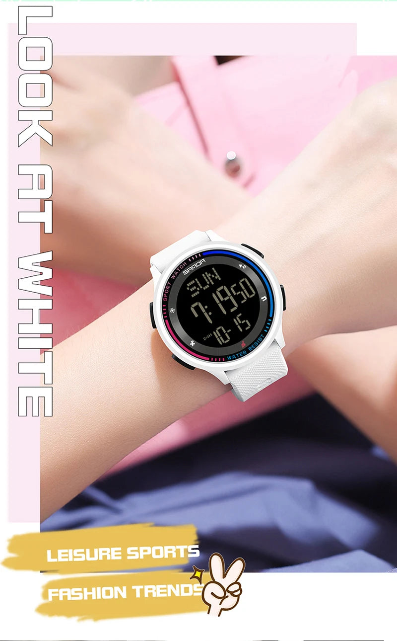 Men's Electronic Watch Large Number Reading time Display Clock Outdoor Sports Stopwatch 50m Waterproof Watch Boys Girls Watches