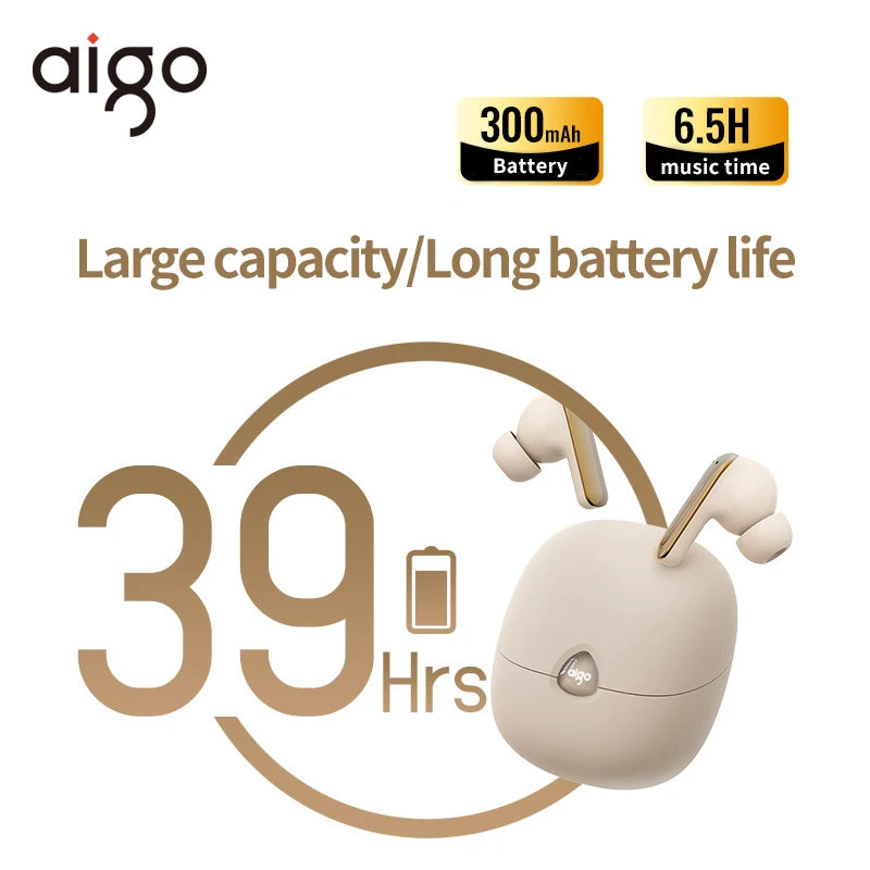 Aigo TA51 True Wireless Earbuds Bluetooth 5.4 Earphones Sports Gaming Headphone Waterproof HD Call ANC 300mah Battery Headset