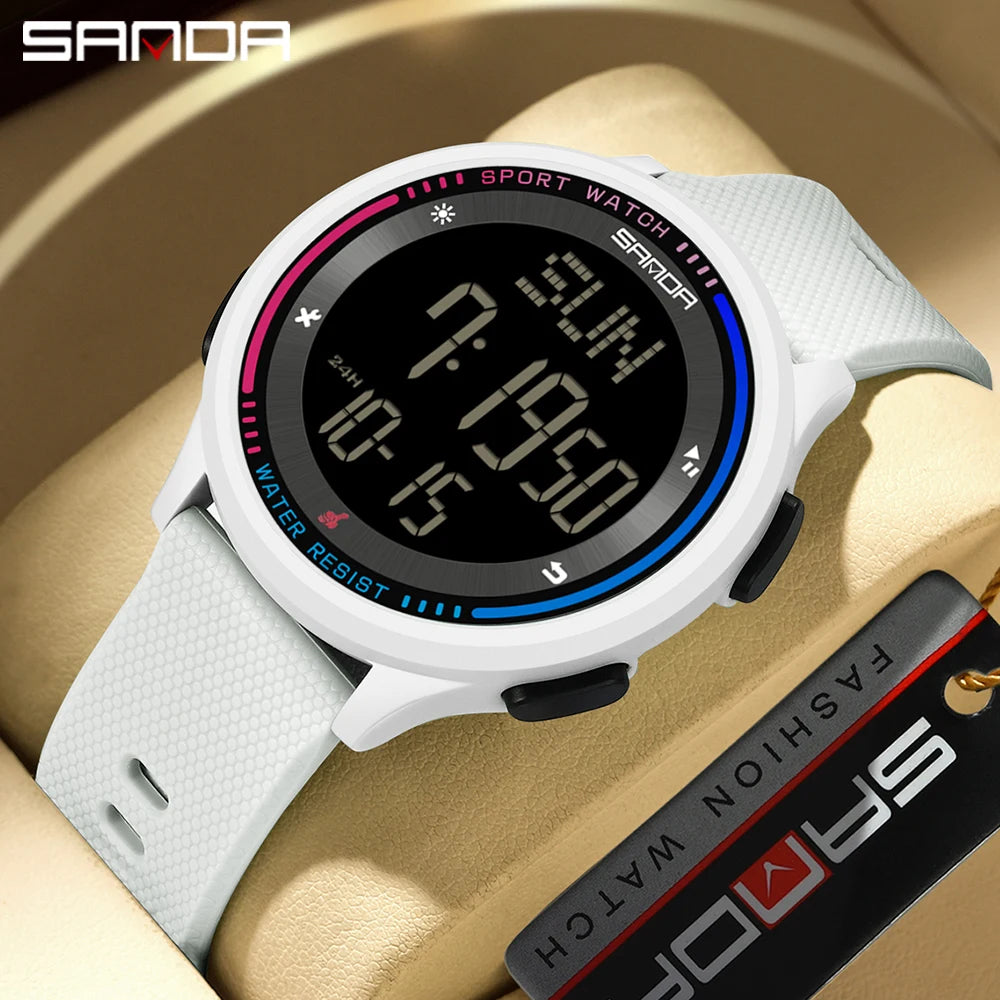 Men's Electronic Watch Large Number Reading time Display Clock Outdoor Sports Stopwatch 50m Waterproof Watch Boys Girls Watches