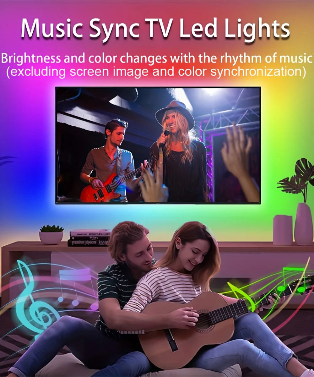 Led Lights for TV APP Control Music Sync RGBIC Rainbow Chasing Effect Led Strip Lights for TV Home Bedroom Gaming Decor Led Tape